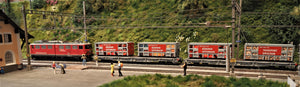 Bündner Güterbahn - Containerwagen Apfel/Hafen und Apfel/Holz.