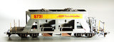 Rhb Fad 8731 Kiestransportwagen grau m. gelbem Band, beladen + gealtert.
